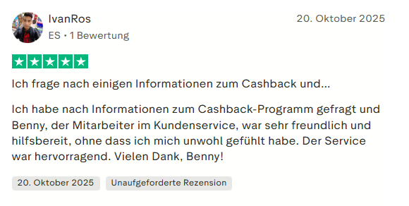Trustpilot Bewertung für Wazamba Casino